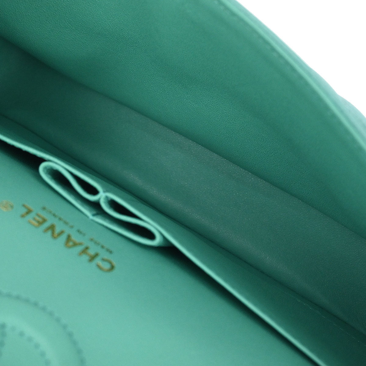 Chanel Green Caviar Skin Chevron Medium Classic Double Flap Shoulder Bag