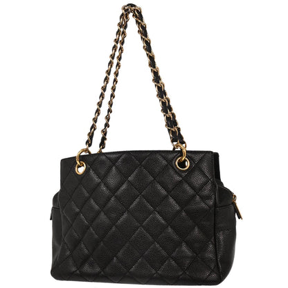 Chanel 2002-2003 Black Caviar Skin Petite Timeless Tote PTT Chain Handbag