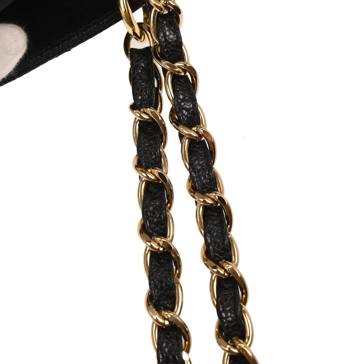 Chanel 2002-2003 Black Caviar Skin Petite Timeless Tote PTT Chain Handbag