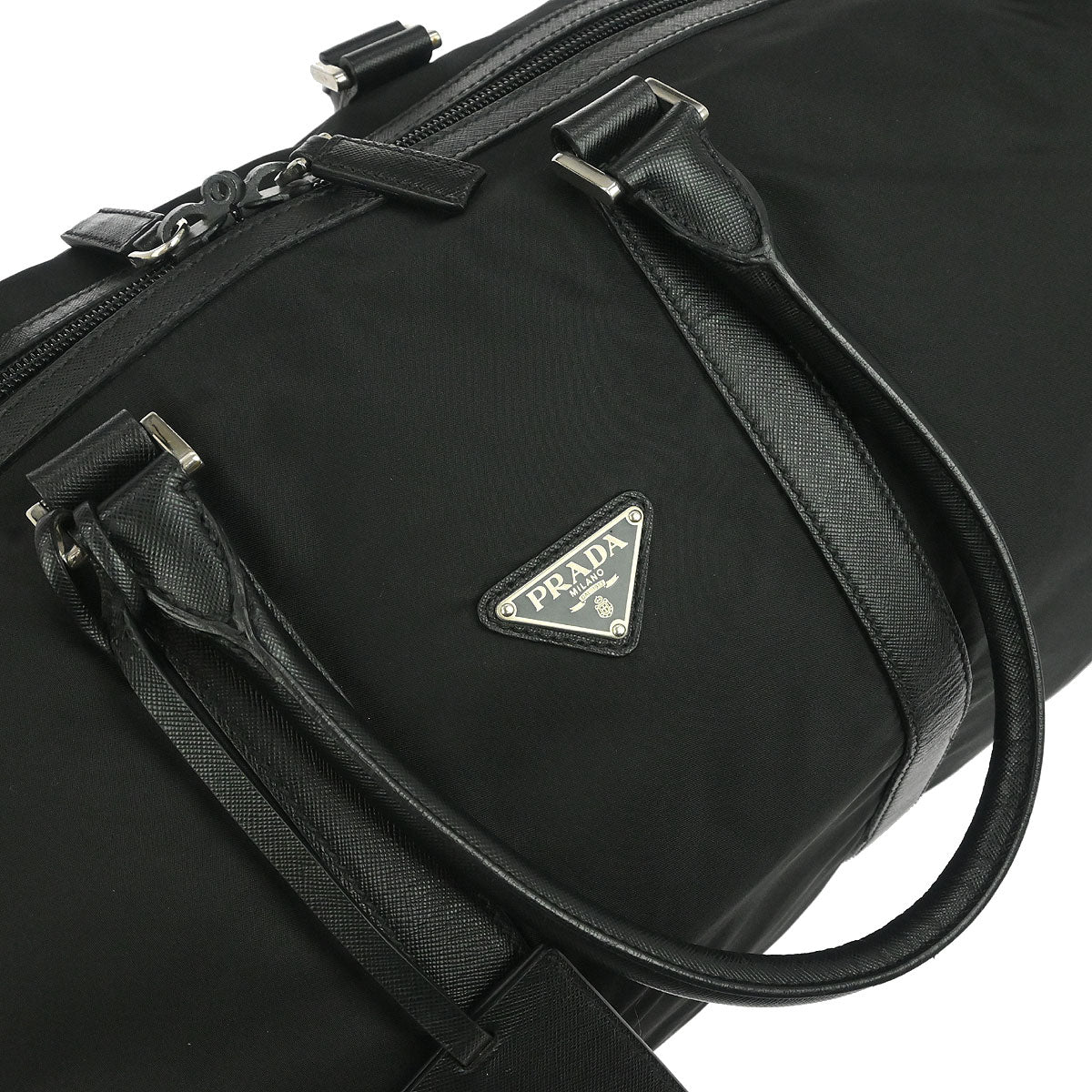 Prada Black Nylon 2way Duffle Shoulder Handbag