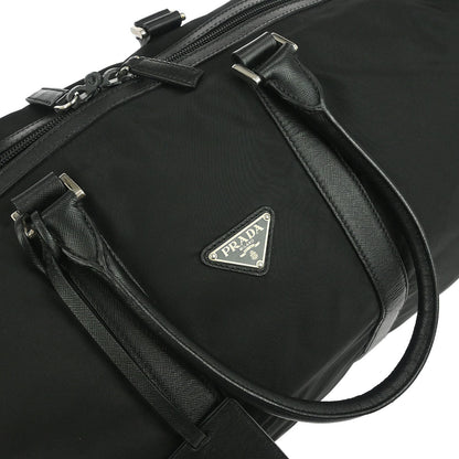 Prada Black Nylon 2way Duffle Shoulder Handbag