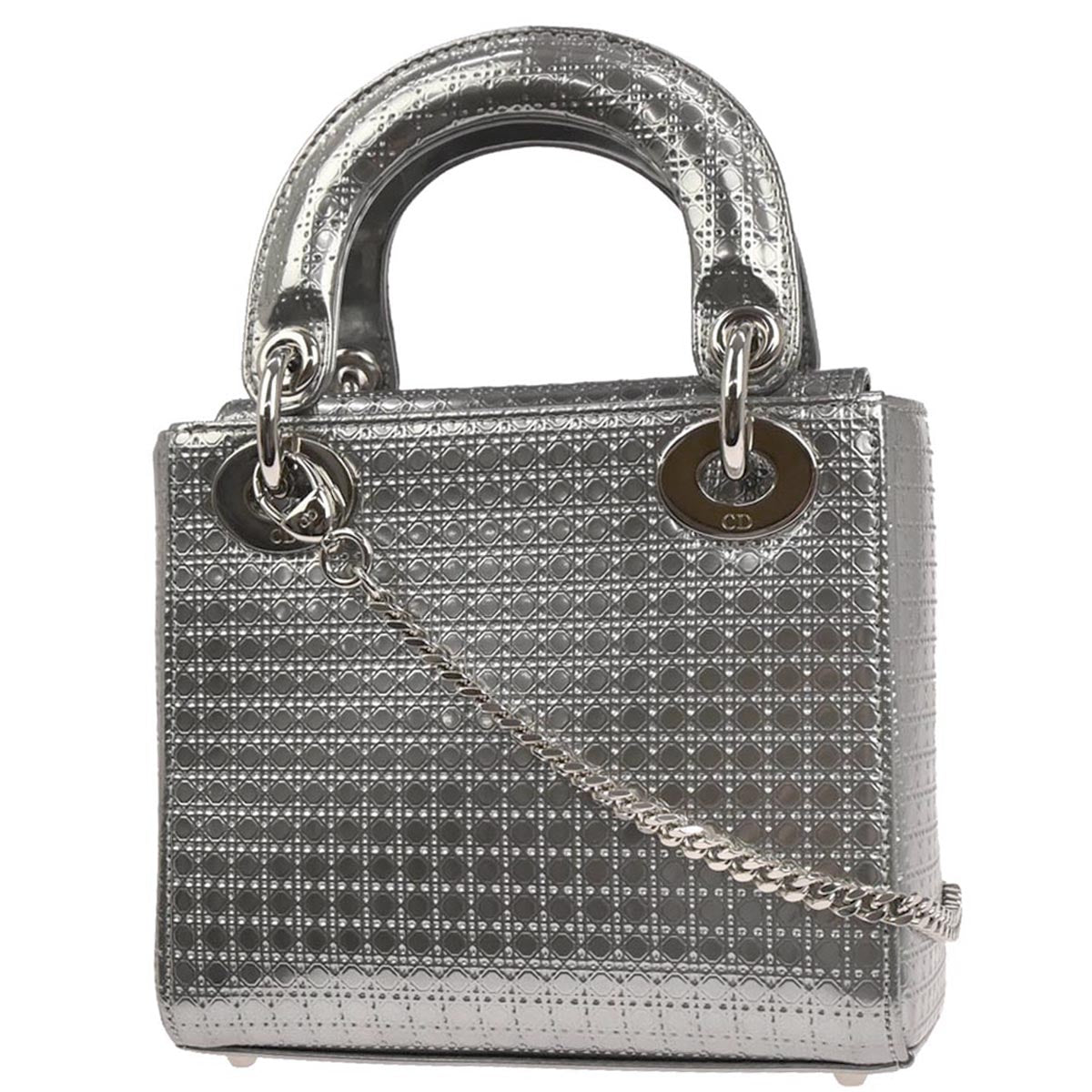 Christian Dior Silver Small Lady Dior Cannage 2way Shoulder Handbag