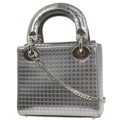 Christian Dior Silver Small Lady Dior Cannage 2way Shoulder Handbag