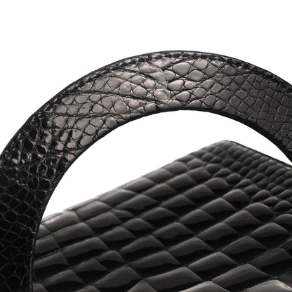 Christian Dior * Black Crocodile Lady Dior 2way Shoulder Handbag