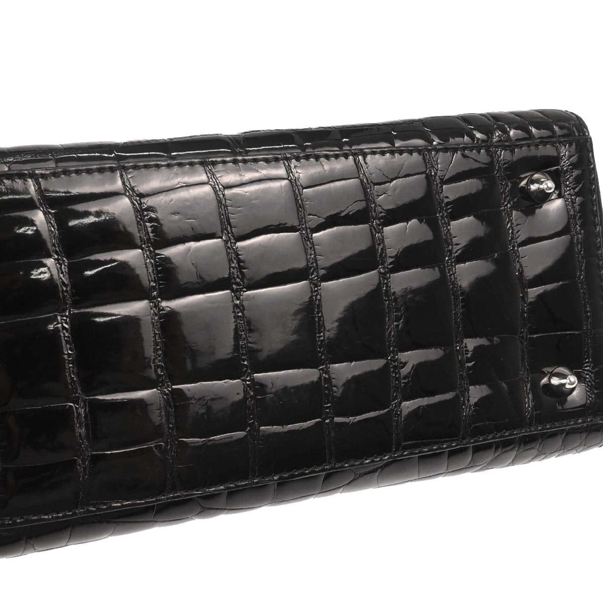 Christian Dior * Black Crocodile Lady Dior 2way Shoulder Handbag