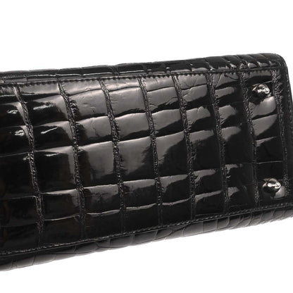 Christian Dior * Black Crocodile Lady Dior 2way Shoulder Handbag