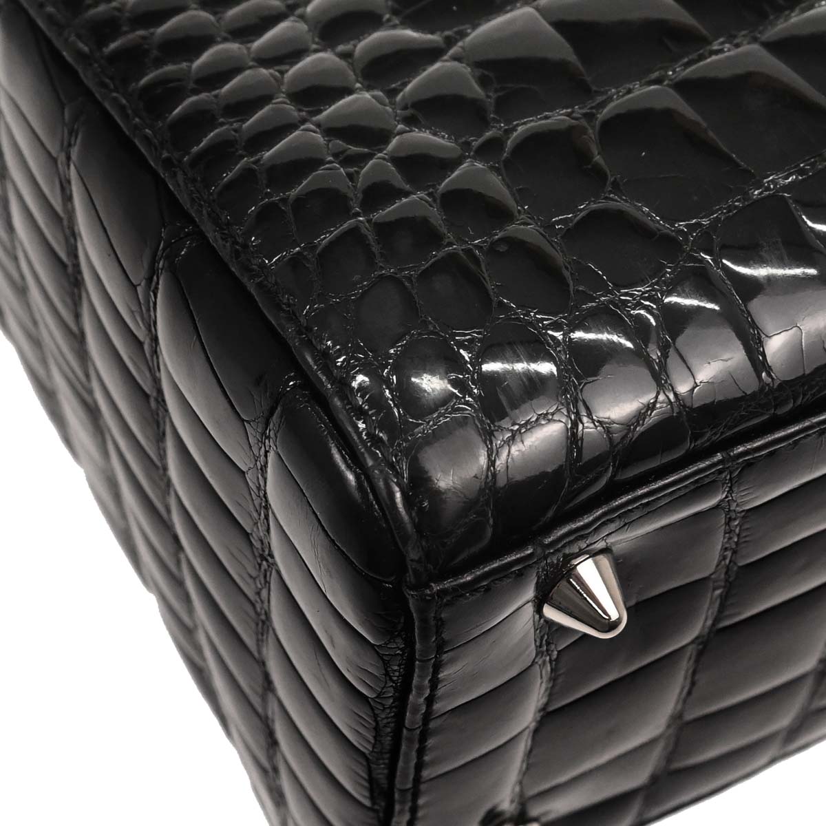 Christian Dior * Black Crocodile Lady Dior 2way Shoulder Handbag