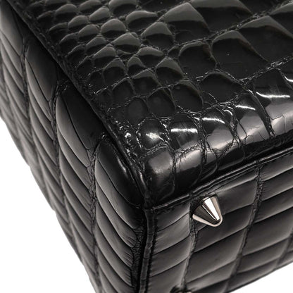 Christian Dior * Black Crocodile Lady Dior 2way Shoulder Handbag