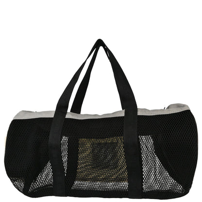 Chanel 2003-2004 Black White Nylon Sport Line Mesh Duffle Handbag