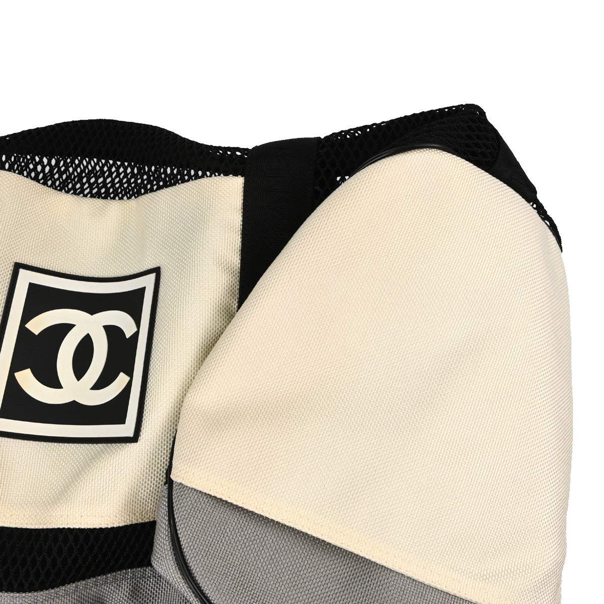 Chanel 2003-2004 Black White Nylon Sport Line Mesh Duffle Handbag