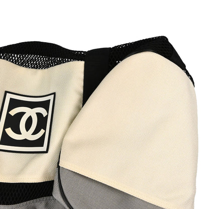 Chanel 2003-2004 Black White Nylon Sport Line Mesh Duffle Handbag