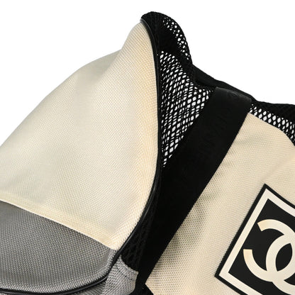 Chanel 2003-2004 Black White Nylon Sport Line Mesh Duffle Handbag