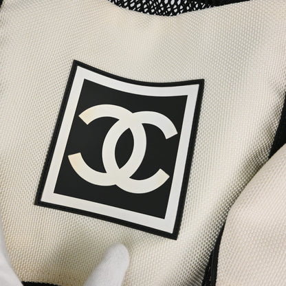Chanel 2003-2004 Black White Nylon Sport Line Mesh Duffle Handbag