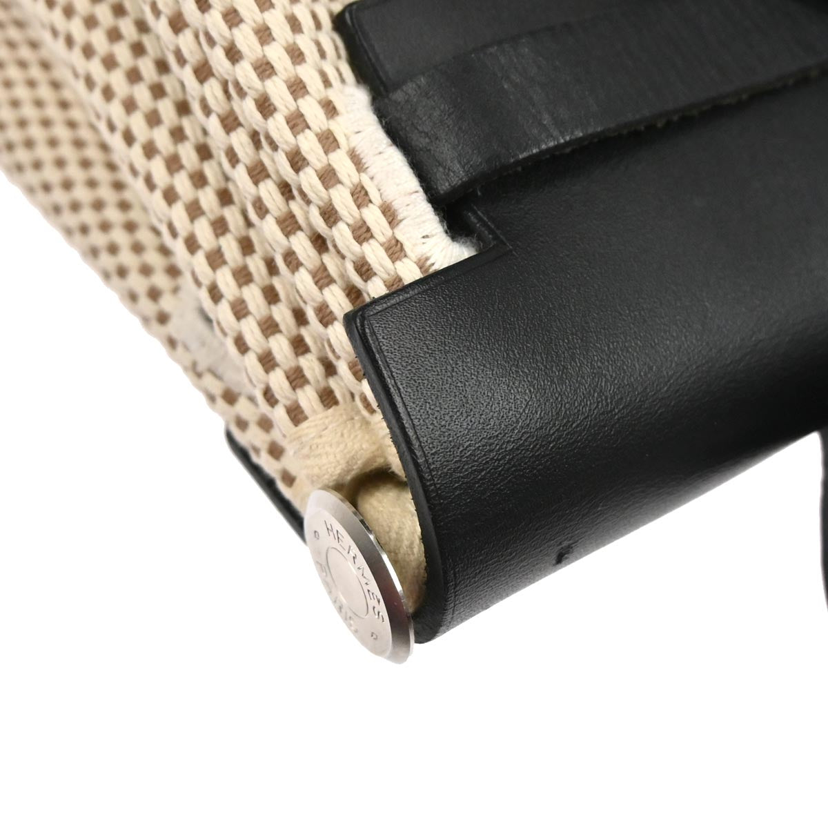 Hermes Black Beige Toile Officier GM Herbag PM 2 in 1 Shoulder Handbag