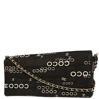 Chanel 2000-2002 Black Canvas COCO East West Choco Bar Shoulder Bag