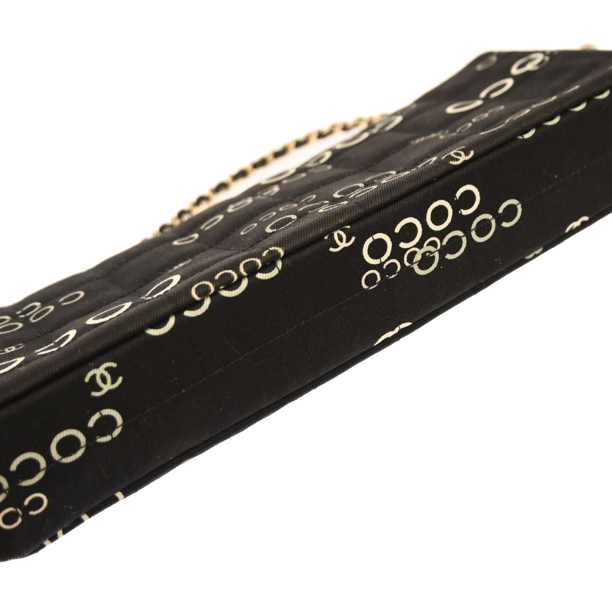 Chanel 2000-2002 Black Canvas COCO East West Choco Bar Shoulder Bag