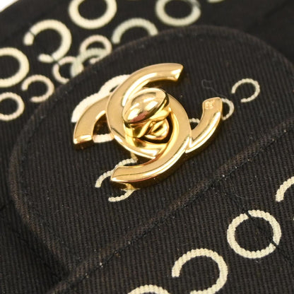 Chanel 2000-2002 Black Canvas COCO East West Choco Bar Shoulder Bag