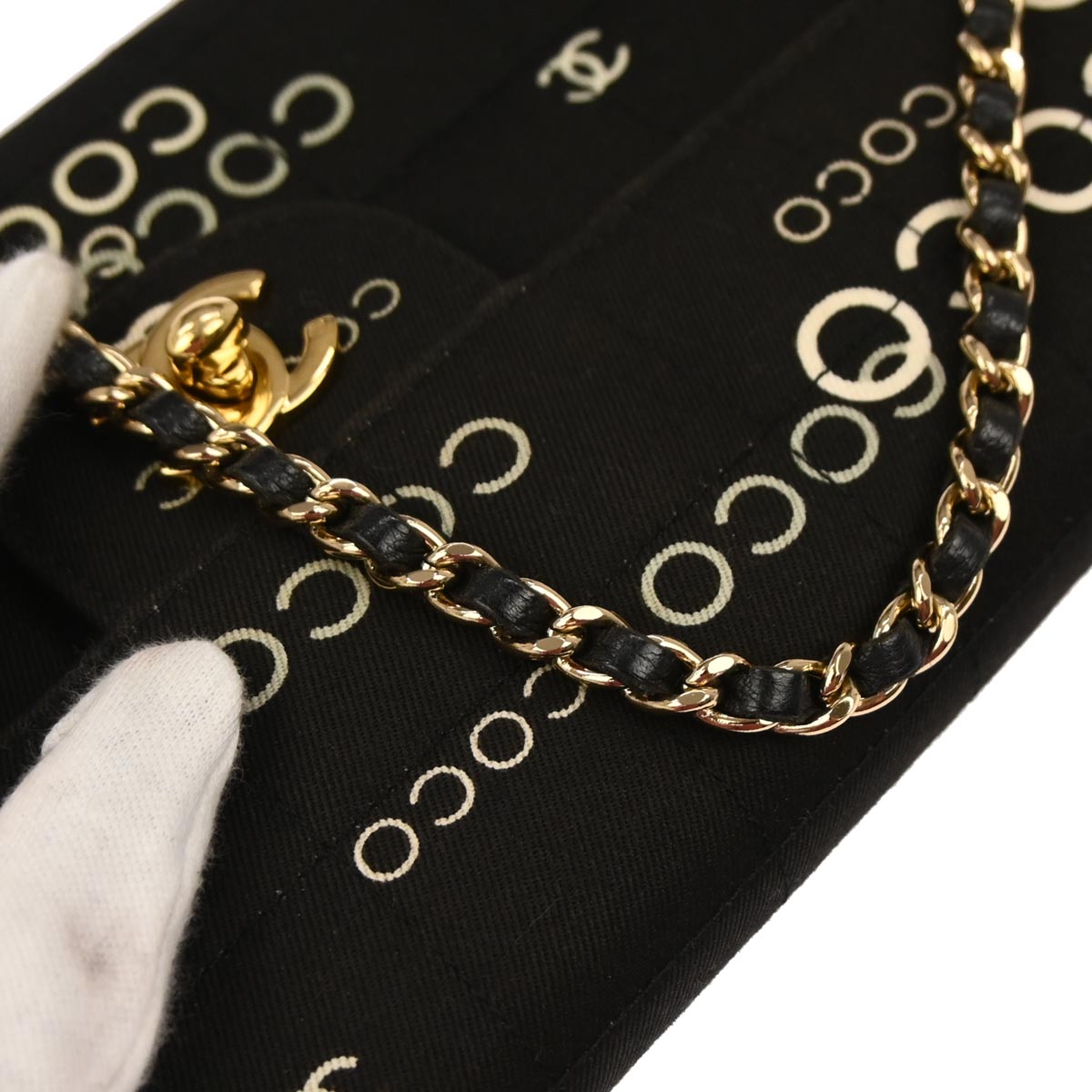 Chanel 2000-2002 Black Canvas COCO East West Choco Bar Shoulder Bag