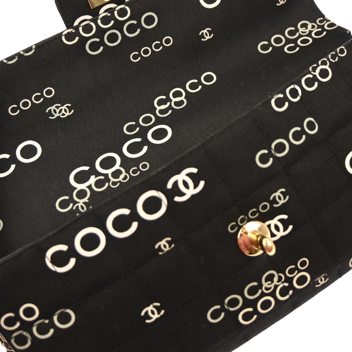 Chanel 2000-2002 Black Canvas COCO East West Choco Bar Shoulder Bag