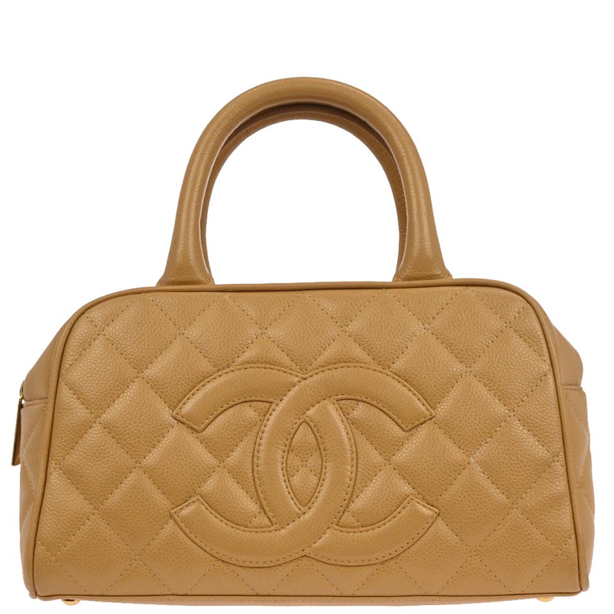 Chanel 2003-2004 Beige Caviar Bowling Bag 27