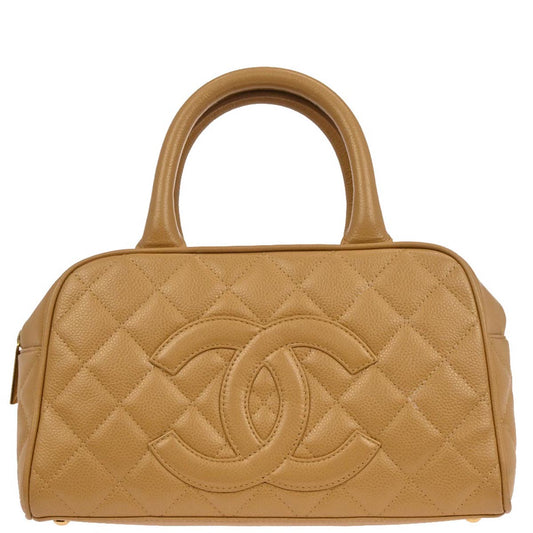 Chanel 2003-2004 Beige Caviar Bowling Bag 27