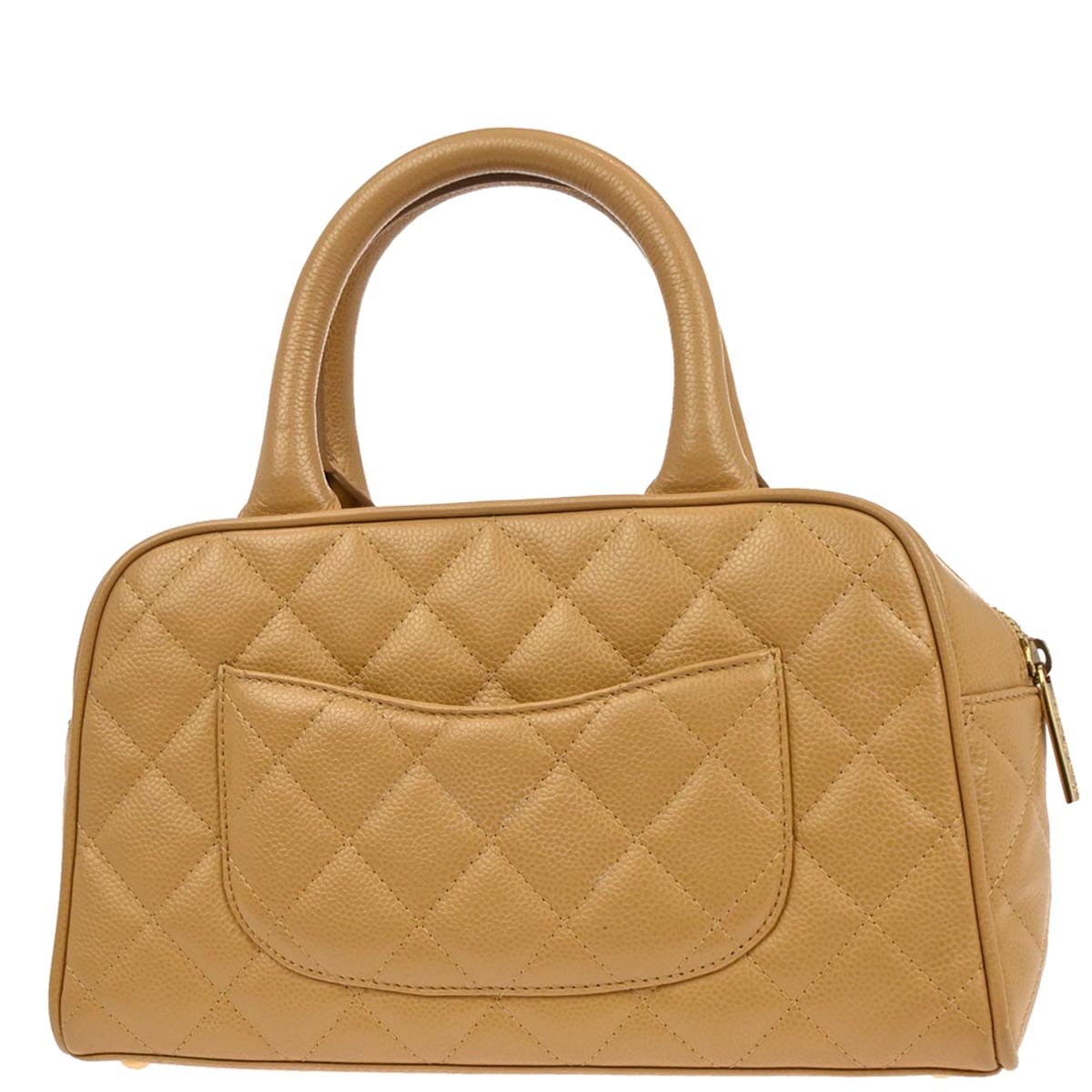 Chanel 2003-2004 Beige Caviar Bowling Bag 27