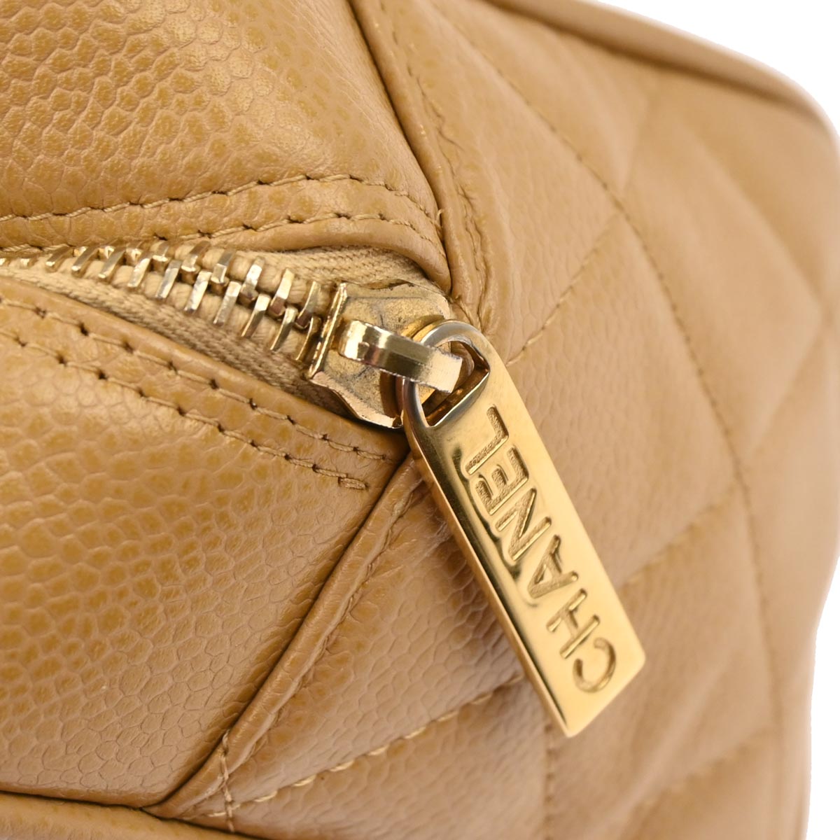 Chanel 2003-2004 Beige Caviar Bowling Bag 27