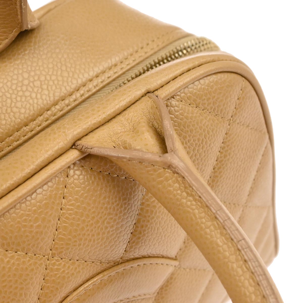 Chanel 2003-2004 Beige Caviar Bowling Bag 27
