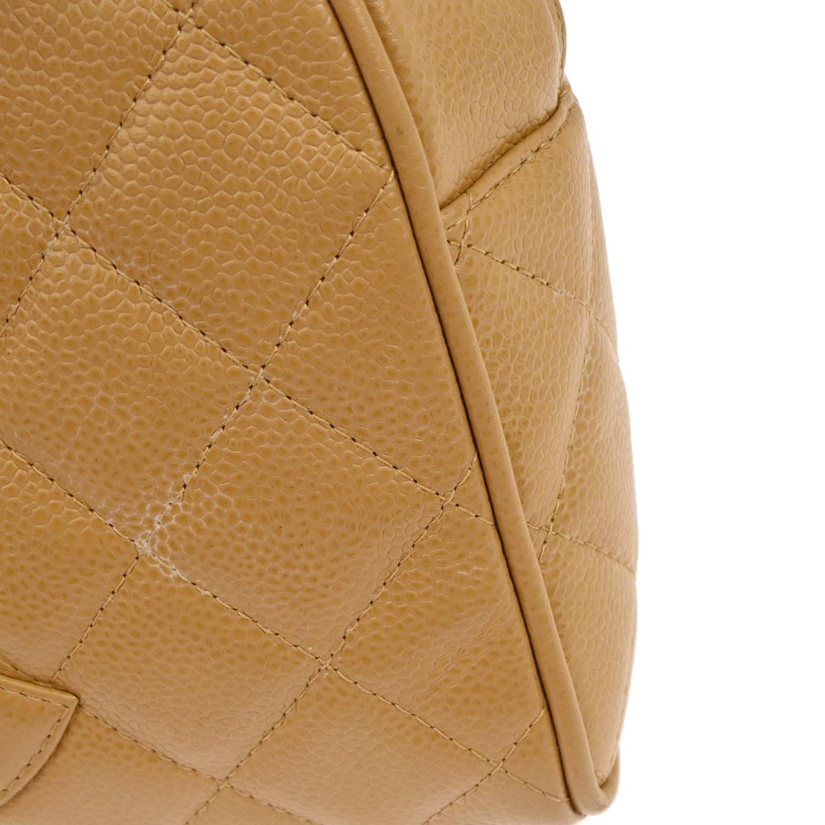 Chanel 2003-2004 Beige Caviar Bowling Bag 27