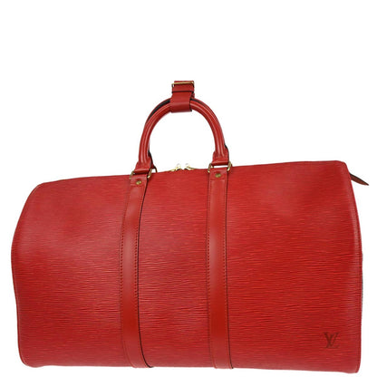 Louis Vuitton Red Epi Keepall 45 Travel Handbag M42977