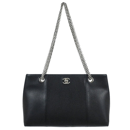 Chanel Black Caviar Skin Chain Shoulder Tote Bag