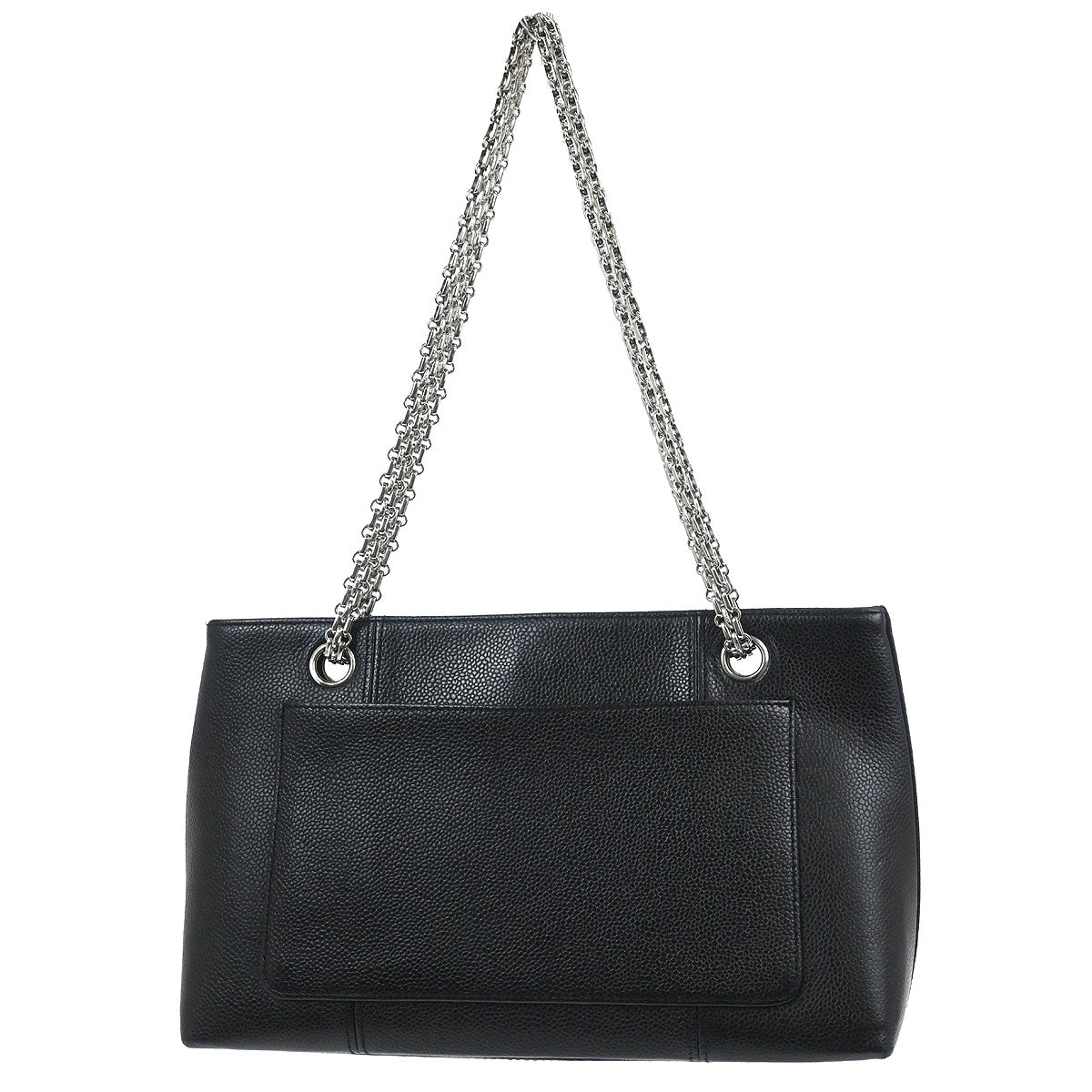 Chanel Black Caviar Skin Chain Shoulder Tote Bag