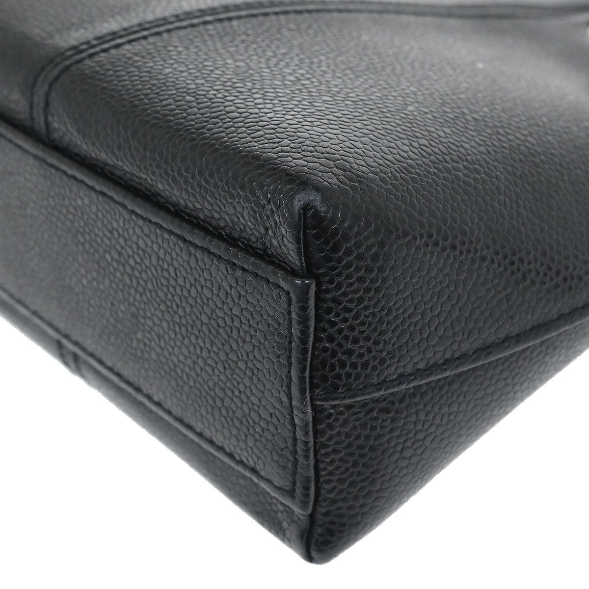 Chanel Black Caviar Skin Chain Shoulder Tote Bag