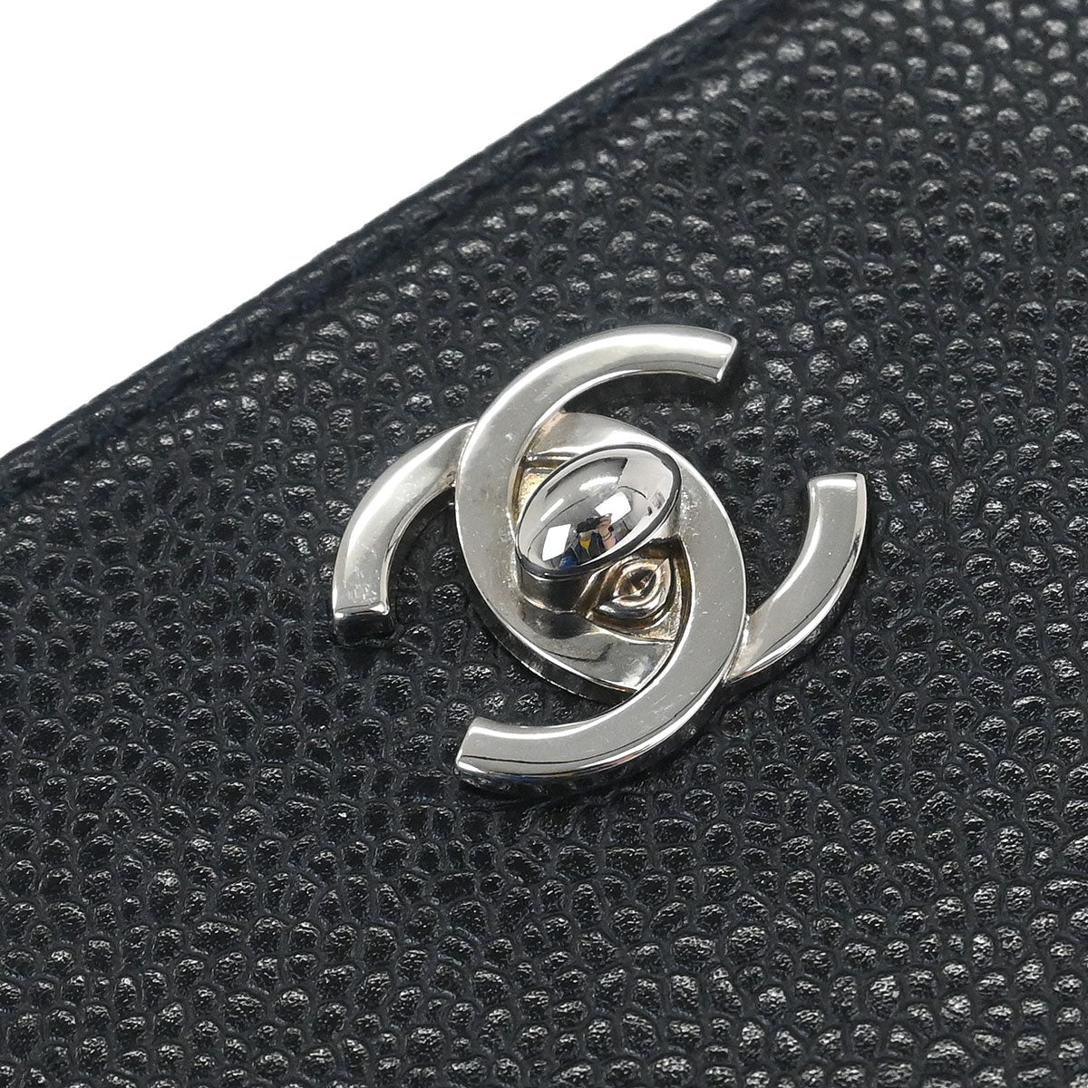 Chanel Black Caviar Skin Chain Shoulder Tote Bag