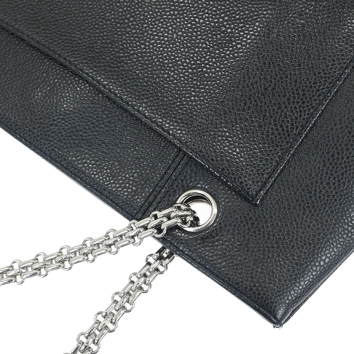 Chanel Black Caviar Skin Chain Shoulder Tote Bag