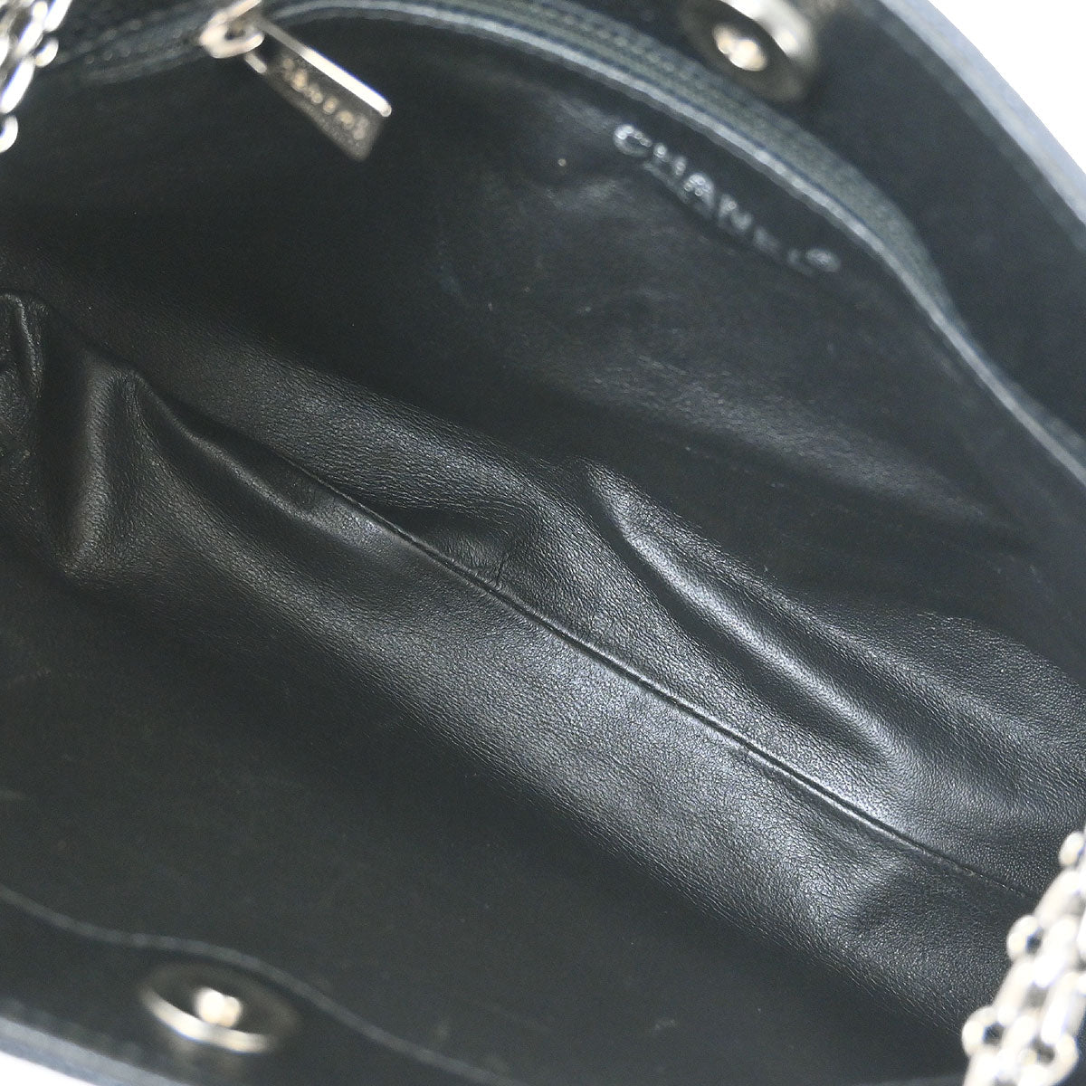 Chanel Black Caviar Skin Chain Shoulder Tote Bag