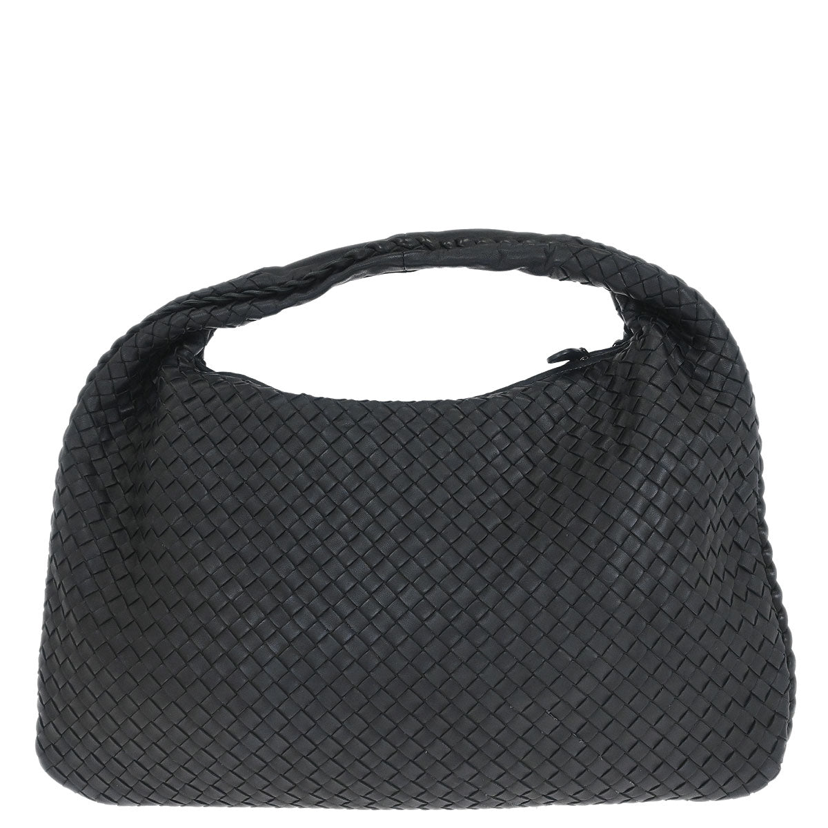 Bottega Veneta Black Lambskin Intrecciato Hobo Handbag