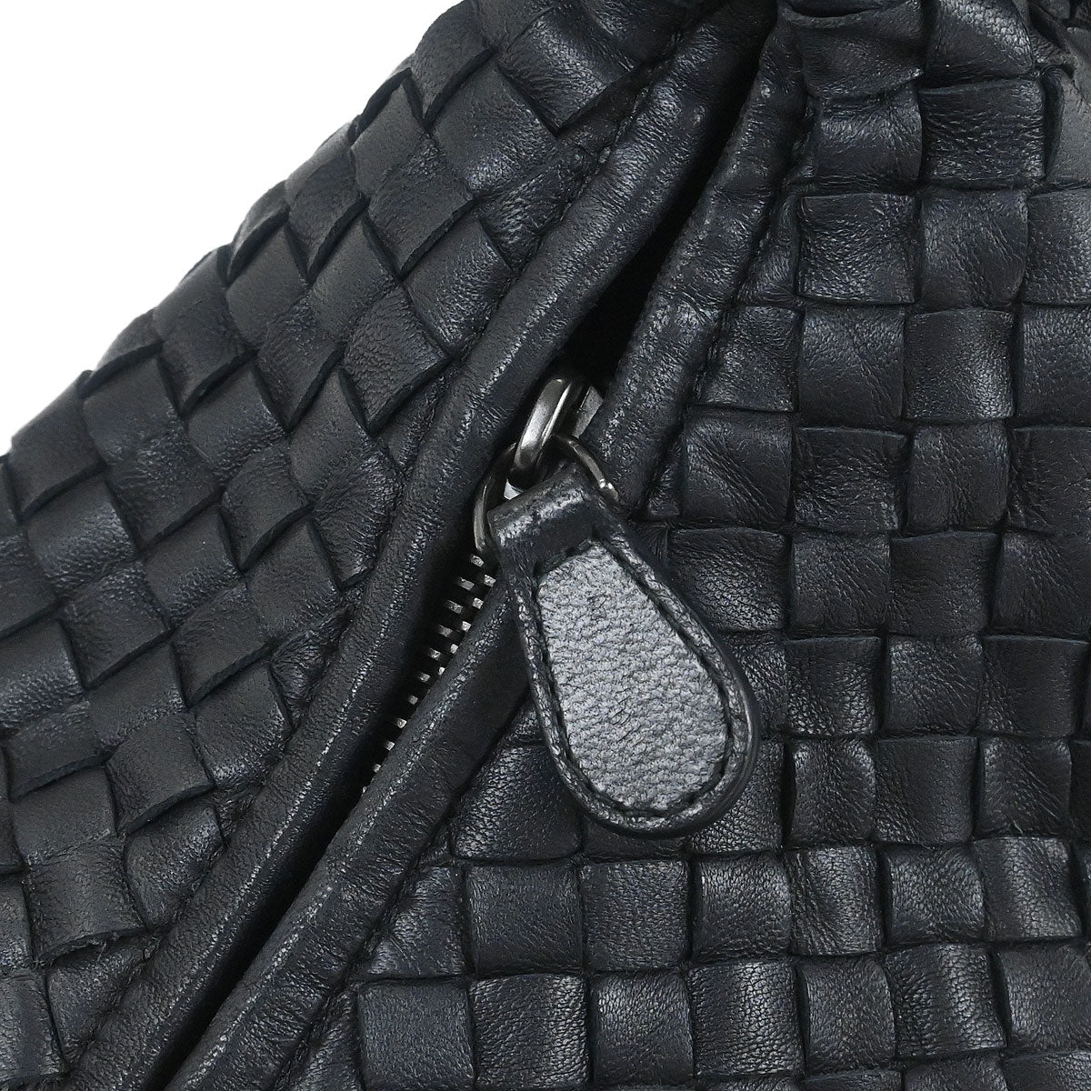 Bottega Veneta Black Lambskin Intrecciato Hobo Handbag