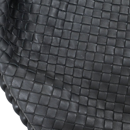 Bottega Veneta Black Lambskin Intrecciato Hobo Handbag