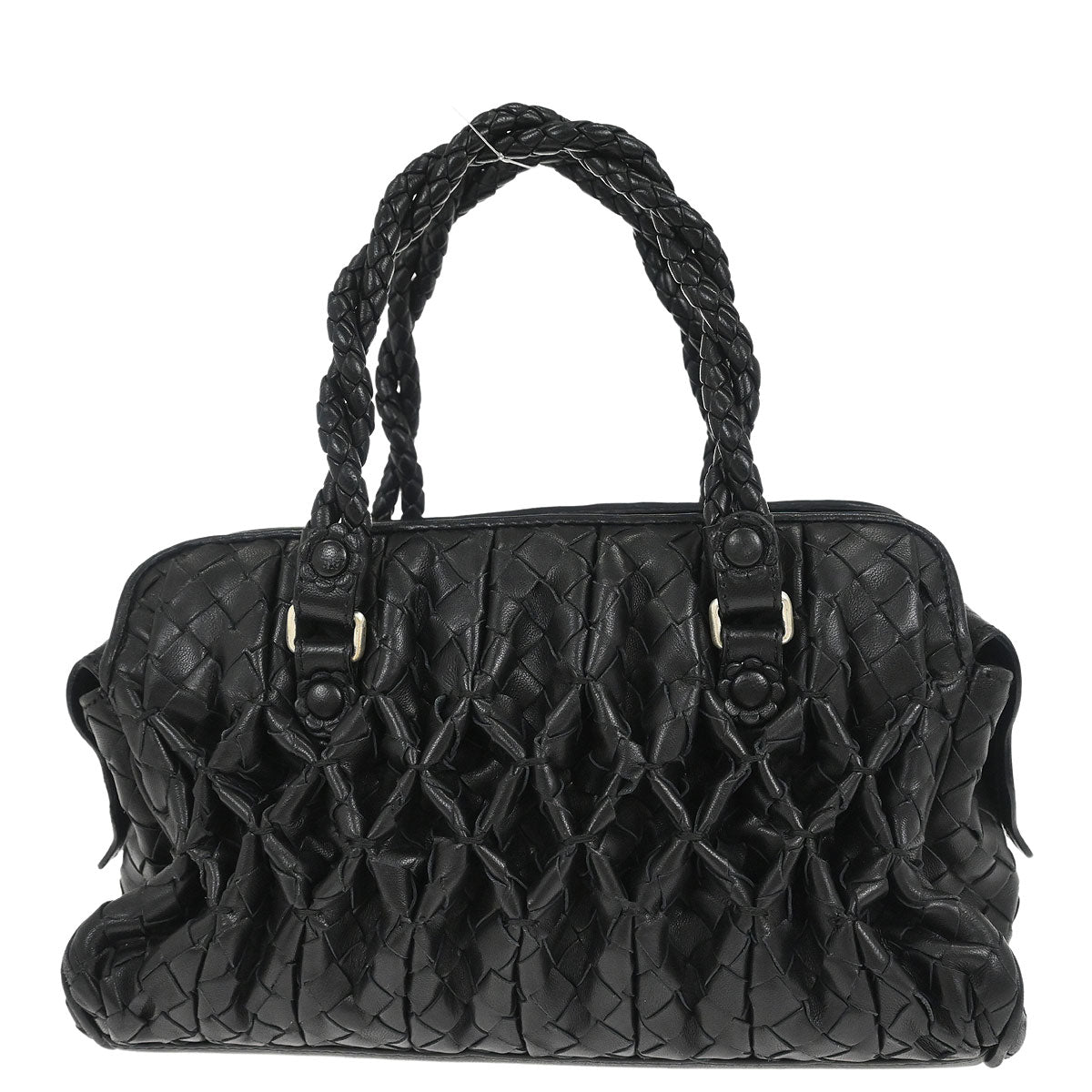 Bottega Veneta Black Lambskin Intrecciato Handbag