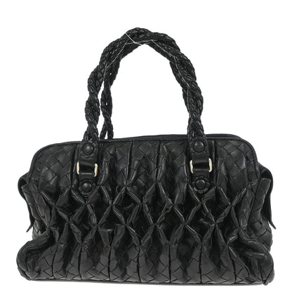 Bottega Veneta Black Lambskin Intrecciato Handbag