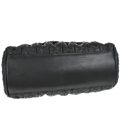 Bottega Veneta Black Lambskin Intrecciato Handbag