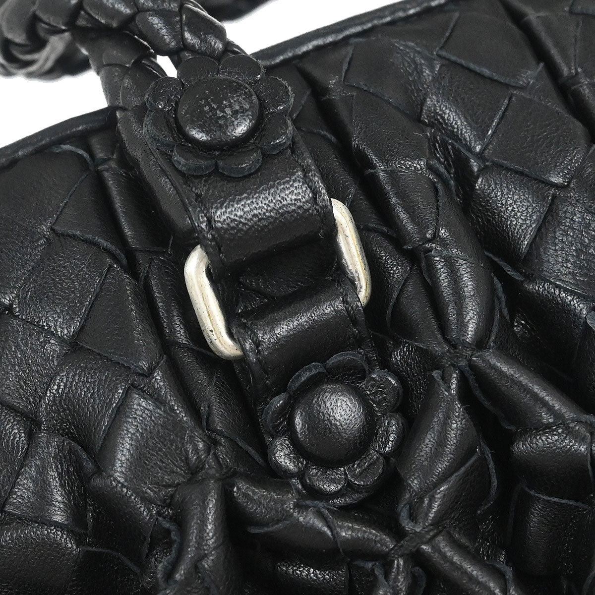 Bottega Veneta Black Lambskin Intrecciato Handbag