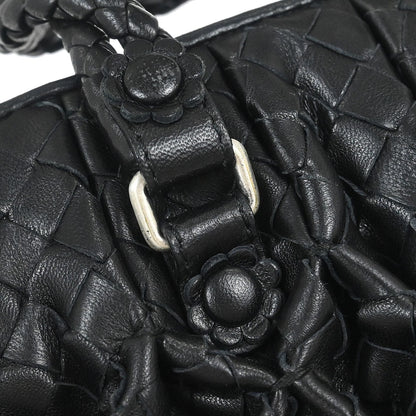 Bottega Veneta Black Lambskin Intrecciato Handbag