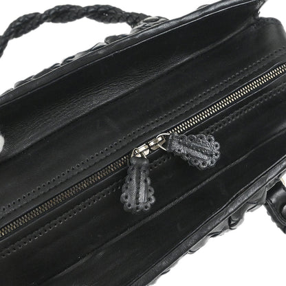 Bottega Veneta Black Lambskin Intrecciato Handbag