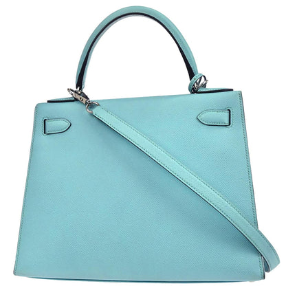 Hermes Blue Atoll Epsom Kelly 28 Sellier 2way Shoulder Handbag