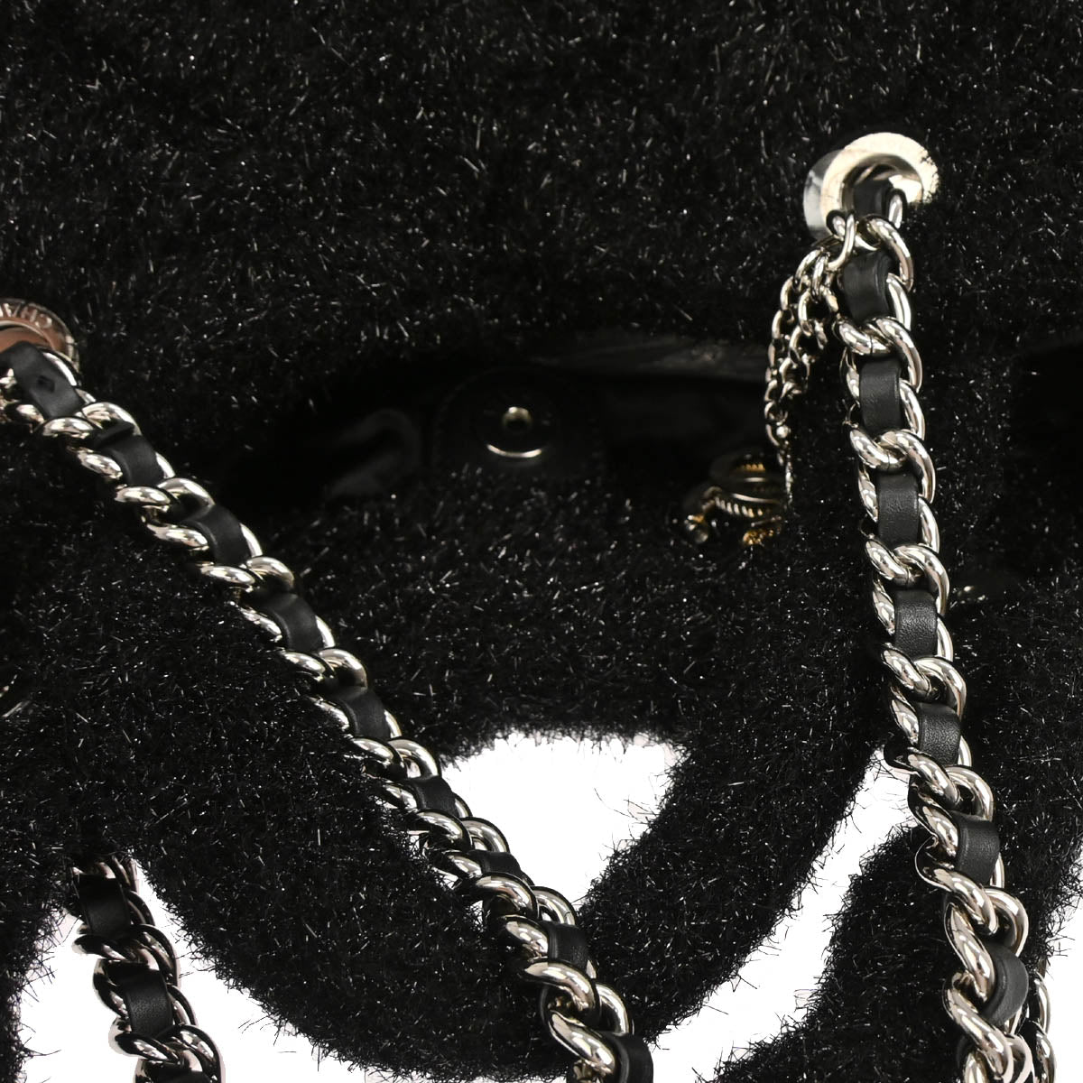 Chanel 2017-2018 Black Pluto Glitter Shopping Tote Chain Handbag