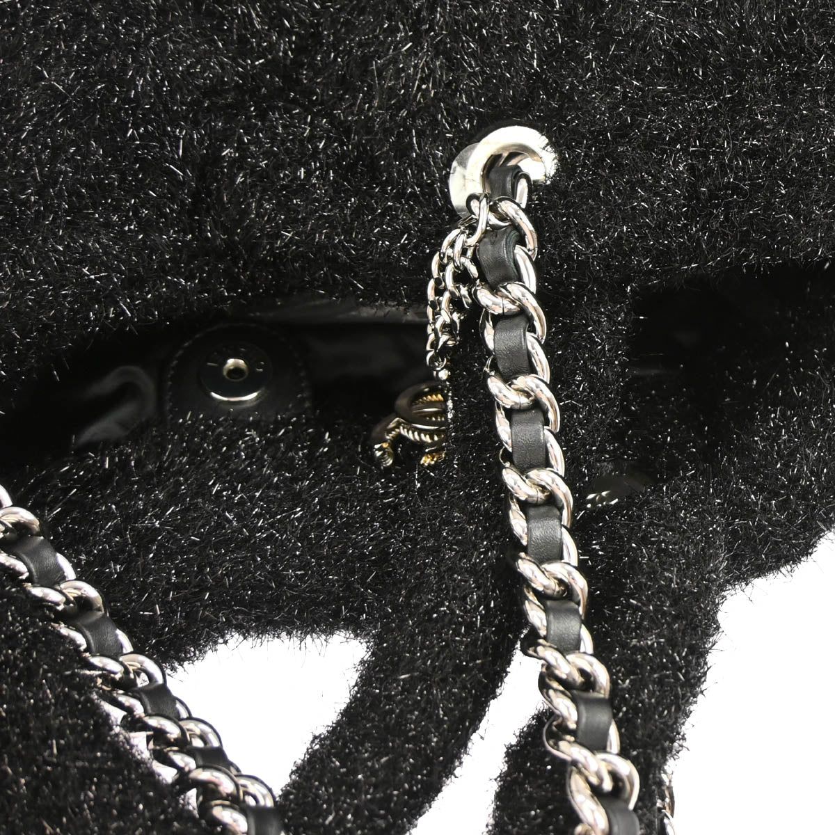 Chanel 2017-2018 Black Pluto Glitter Shopping Tote Chain Handbag