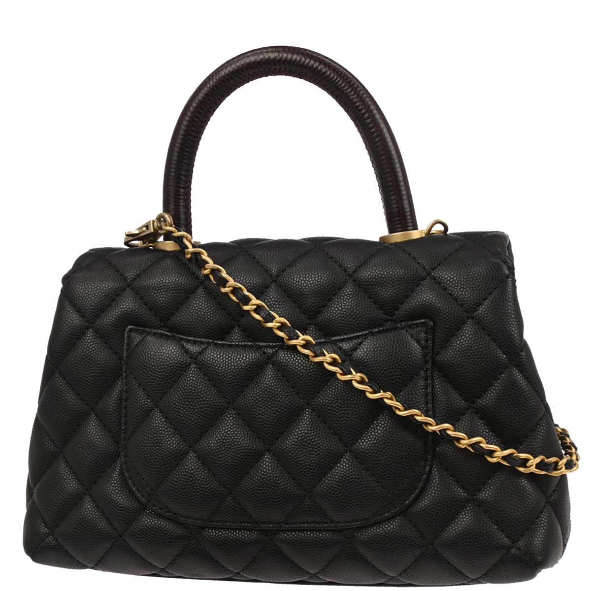 Chanel 2019 Black Caviar Skin Coco Handle 2way Shoulder Handbag