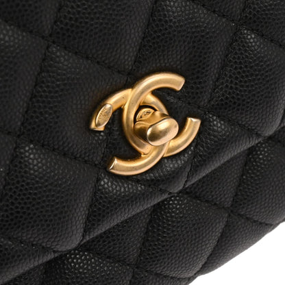 Chanel 2019 Black Caviar Skin Coco Handle 2way Shoulder Handbag